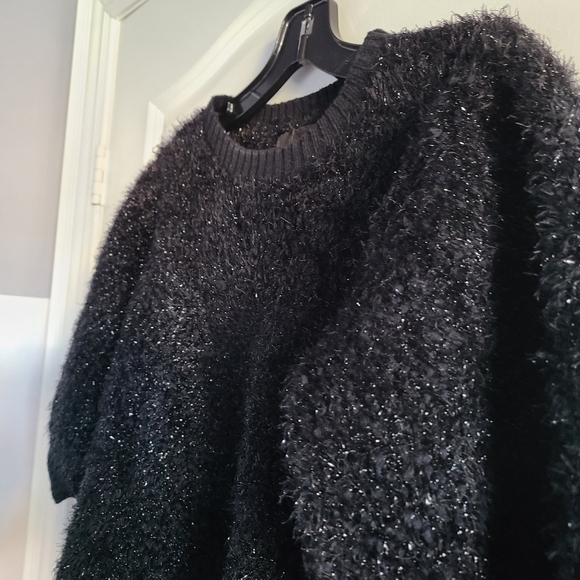 Black Fuzzy Women's Glitter Detail Sweater (Pieces) - Picture 2 of 8